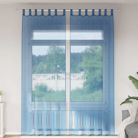 Vidaxl gordijnen voile met lussen 2 st 140x260 cm koningsblauw