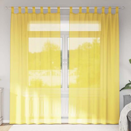 Vidaxl gordijnen voile met lussen 2 st 140x225 cm geel