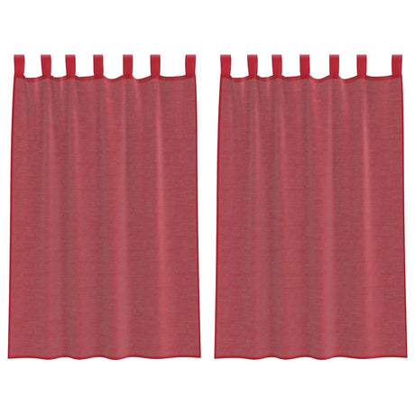 Vidaxl gordijnen voile met lussen 2 st 140x175 cm wijnrood
