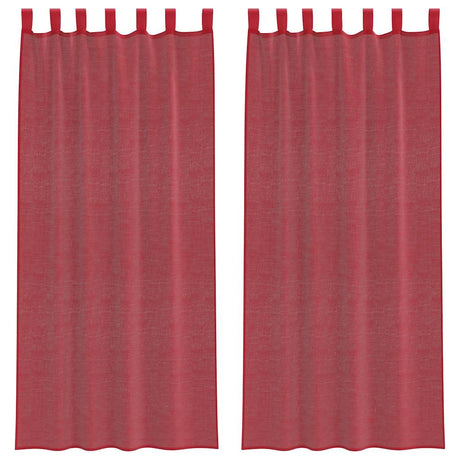 Vidaxl gordijnen voile met lussen 2 st 140x225 cm wijnrood