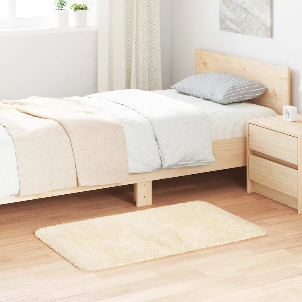 Vidaxl hoogpolig vloerkleed navarra 60x100 cm polyester crèmekleurig