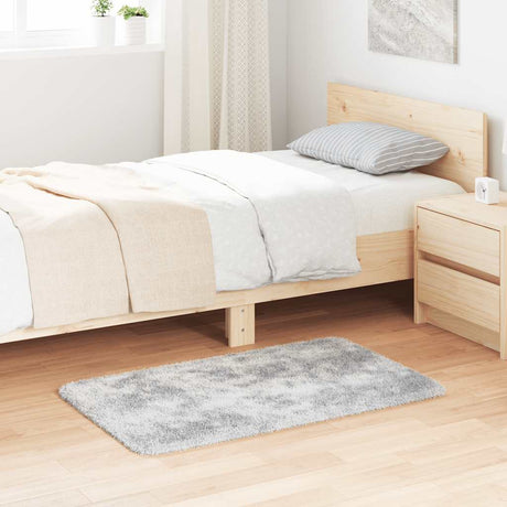 Vidaxl hoogpolig vloerkleed navarra 60x100 cm polyester zilvergrijs