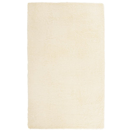 Vidaxl hoogpolig vloerkleed navarra 80x150 cm polyester crèmekleurig