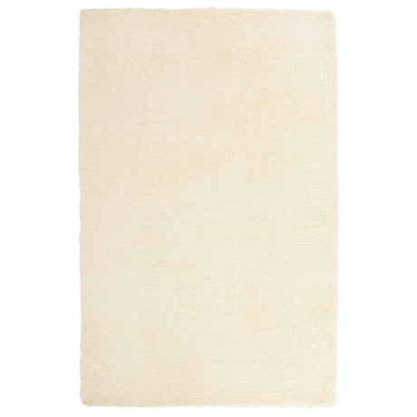 Vidaxl hoogpolig vloerkleed navarra 130x200 cm polyester crèmekleurig
