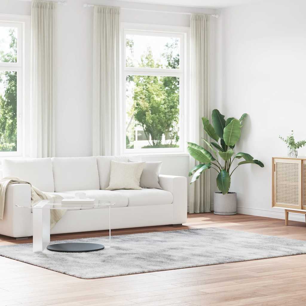 Vidaxl hoogpolig vloerkleed navarra 200x290 cm polyester zilvergrijs