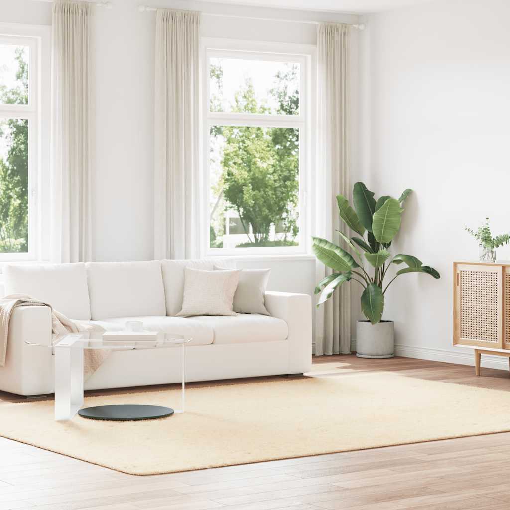 Vidaxl hoogpolig vloerkleed navarra 240x340 cm polyester crèmekleurig