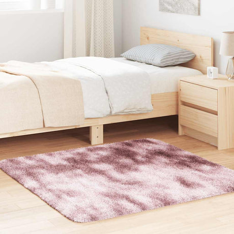 Vidaxl hoogpolig vloerkleed navarra 120x120 cm polyester stoffig roze