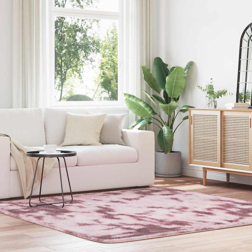 Vidaxl hoogpolig vloerkleed navarra 200x200 cm polyester stoffig roze