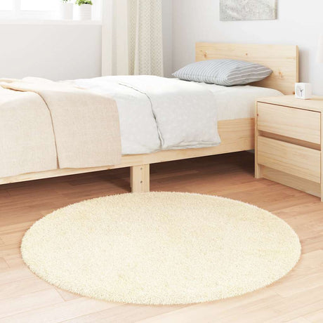 Vidaxl hoogpolig vloerkleed navarra 100x100 cm polyester crèmekleurig