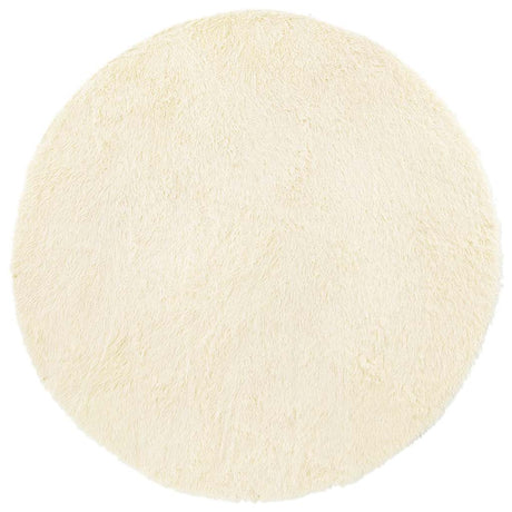 Vidaxl hoogpolig vloerkleed navarra 120x120 cm polyester crèmekleurig