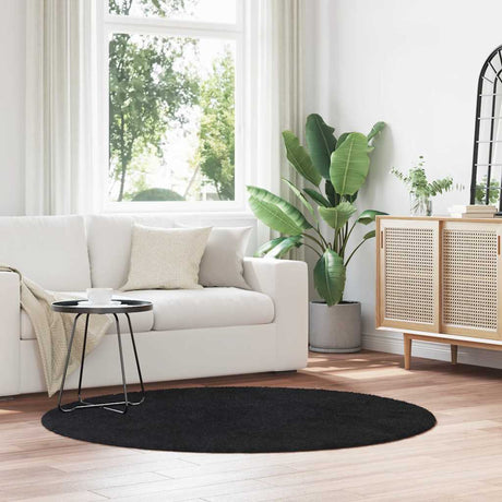 Vidaxl hoogpolig vloerkleed navarra 160x160 cm polyester zwart