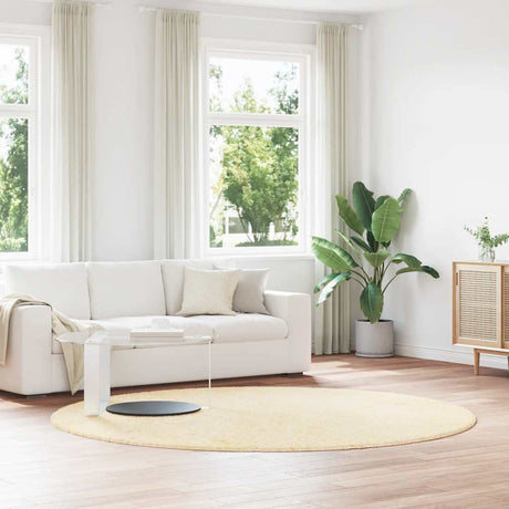 Vidaxl hoogpolig vloerkleed navarra 240x240 cm polyester crèmekleurig