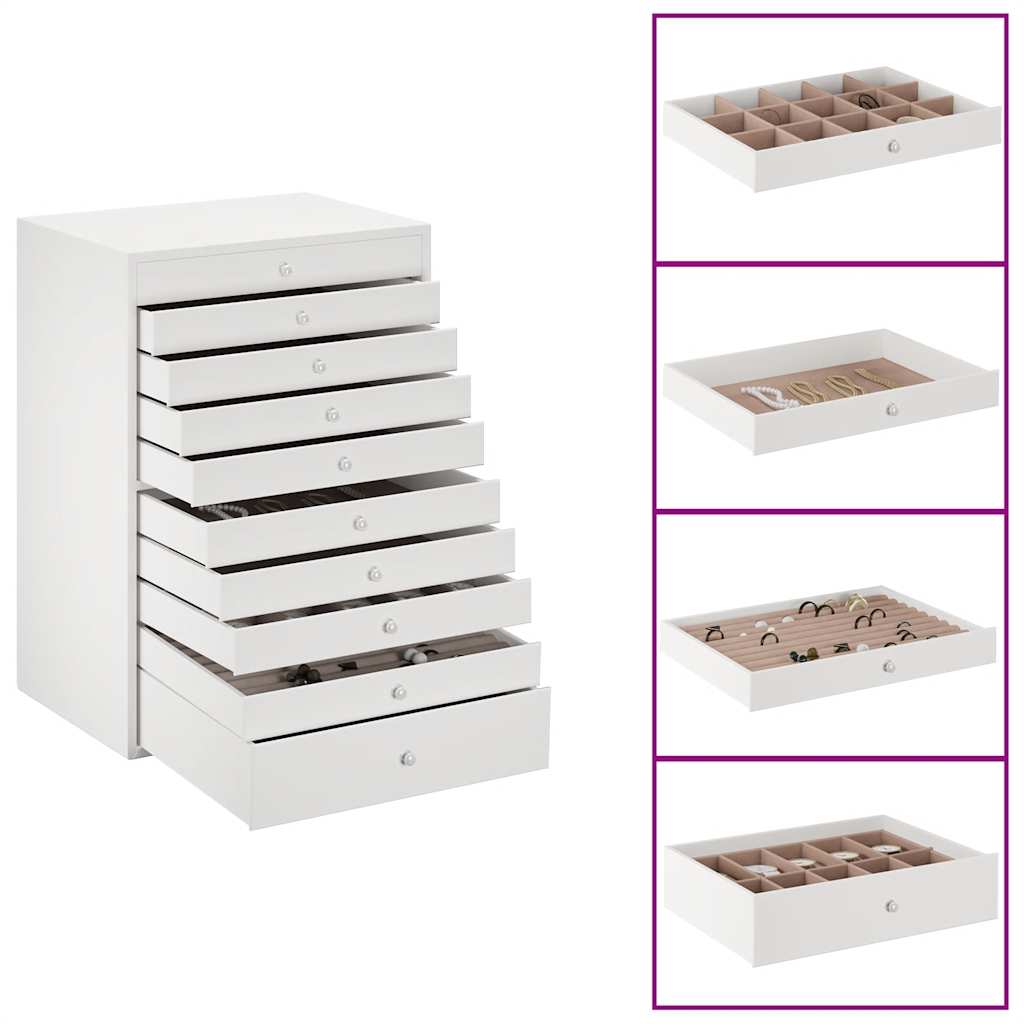 Vidaxl sieradendoos 10-laags met horlogehouders wit 29x20,5x40,5 cm