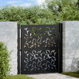 Vidaxl poort met bladontwerp 100x100 cm staal zwart