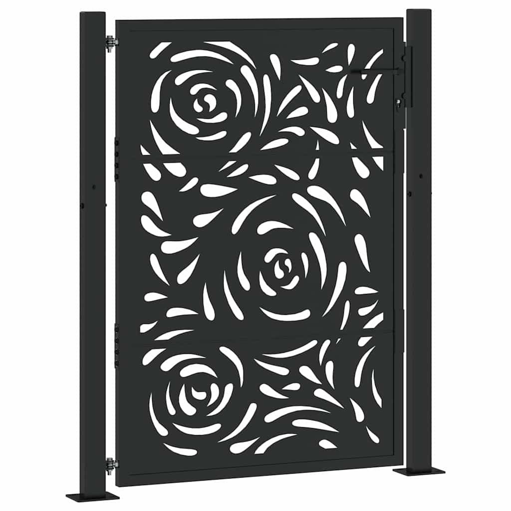 Vidaxl poort met vlamontwerp 100x125 cm staal zwart