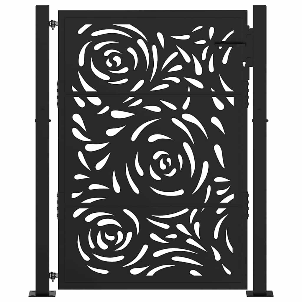 Vidaxl poort met vlamontwerp 100x125 cm staal zwart