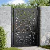 Vidaxl poort met vlamontwerp 100x125 cm staal zwart