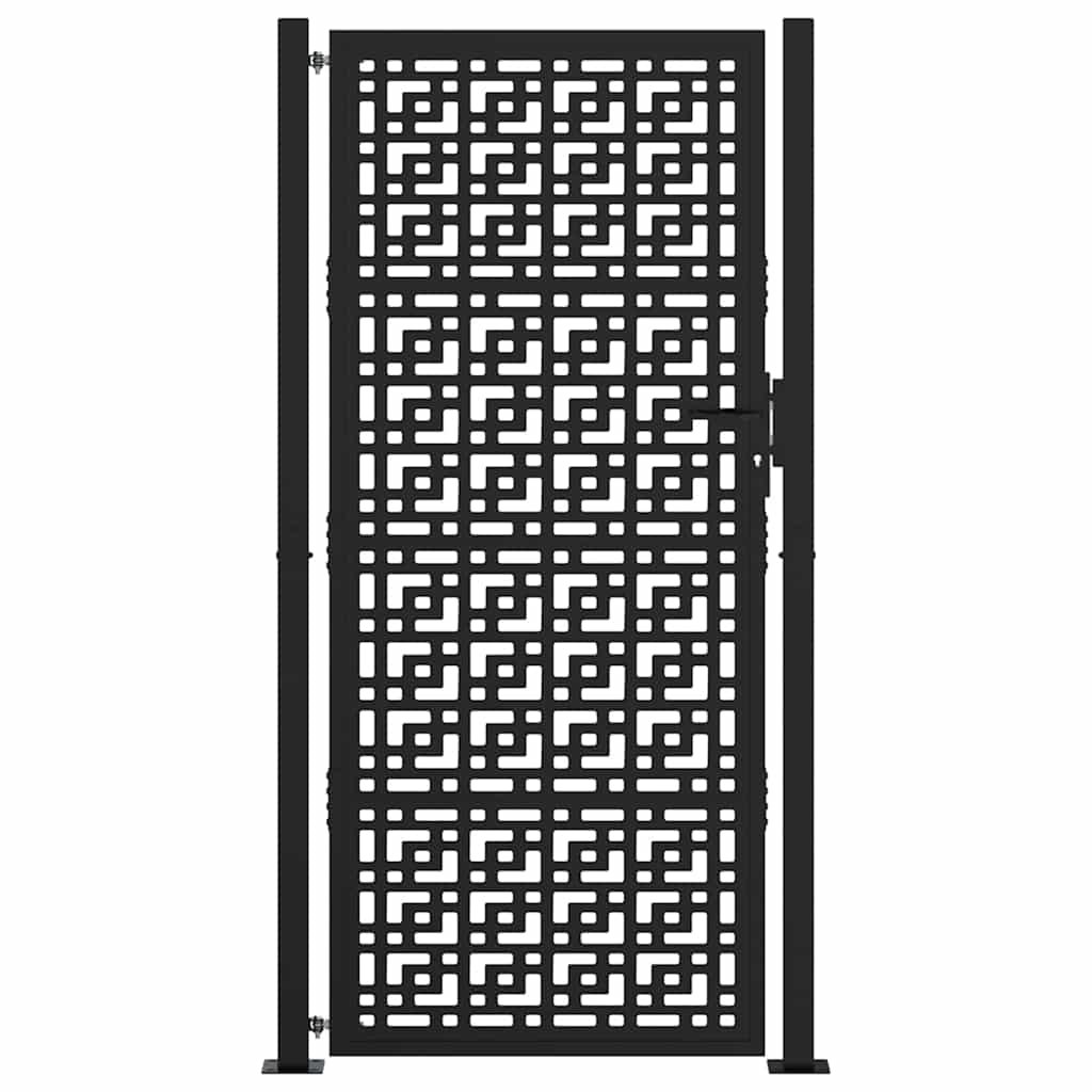 Vidaxl poort met kruisontwerp 100x200 cm staal zwart
