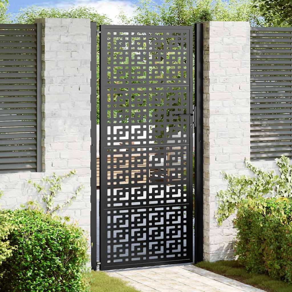 Vidaxl poort met kruisontwerp 100x200 cm staal zwart