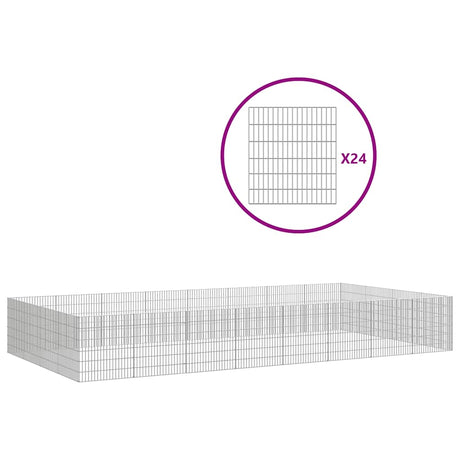 VidaXL dyreinternat 24 paneler 54x60 cm galvaniseret jern