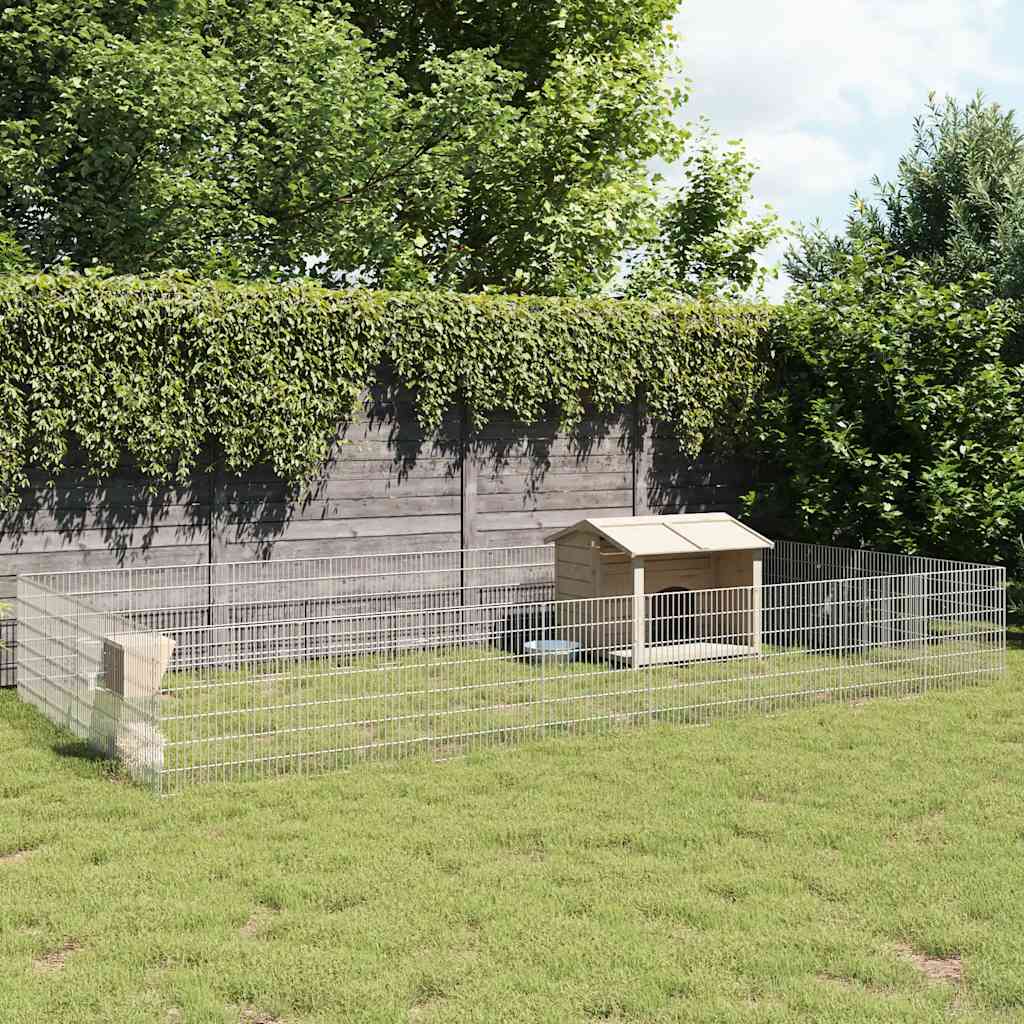 VidaXL dyreinternat 24 paneler 54x60 cm galvaniseret jern
