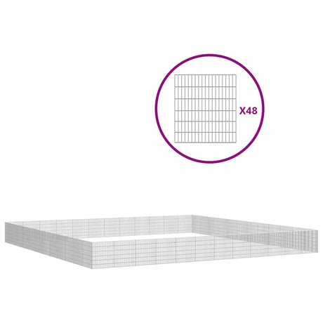VidaXL dyreinternat 48 paneler 54x60 cm galvaniseret jern
