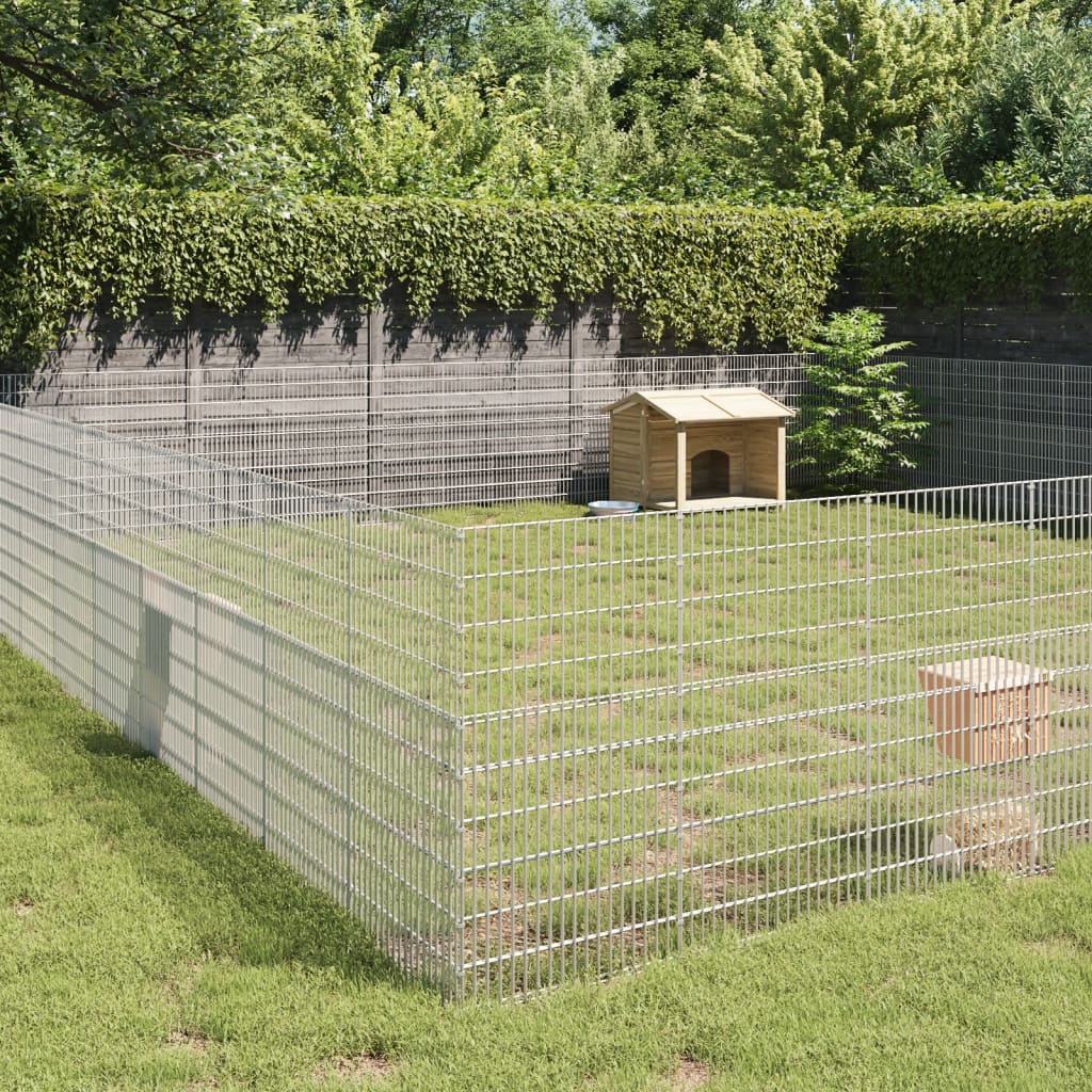 VidaXL Dyreværn 48 paneler 54x100 cm galvaniseret jern