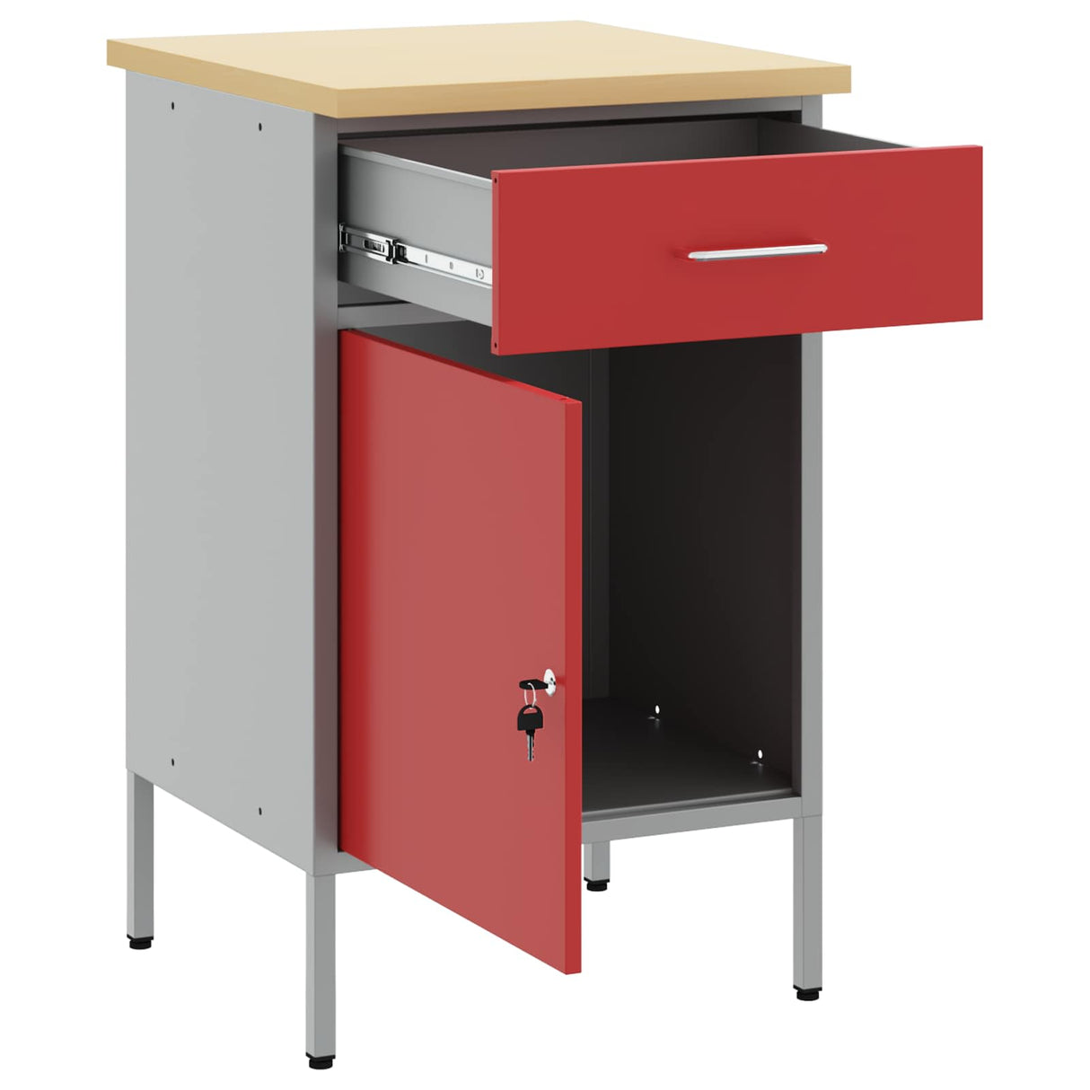 Vidaxl werkbank rood en grijs 50 x 55 x 85 cm engineered hout en staal