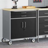Vidaxl werkbank met lade met wiel zwart en grijs 75 x 45 x 85 cm