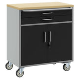 Vidaxl werkbank met lade met wiel zwart en grijs 75 x 45 x 85 cm
