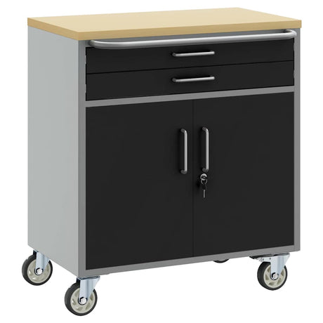 Vidaxl werkbank met lade met wiel zwart en grijs 75 x 45 x 85 cm
