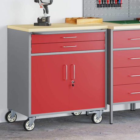Vidaxl werkbank rood en grijs 75 x 45 x 85 cm engineered hout en staal