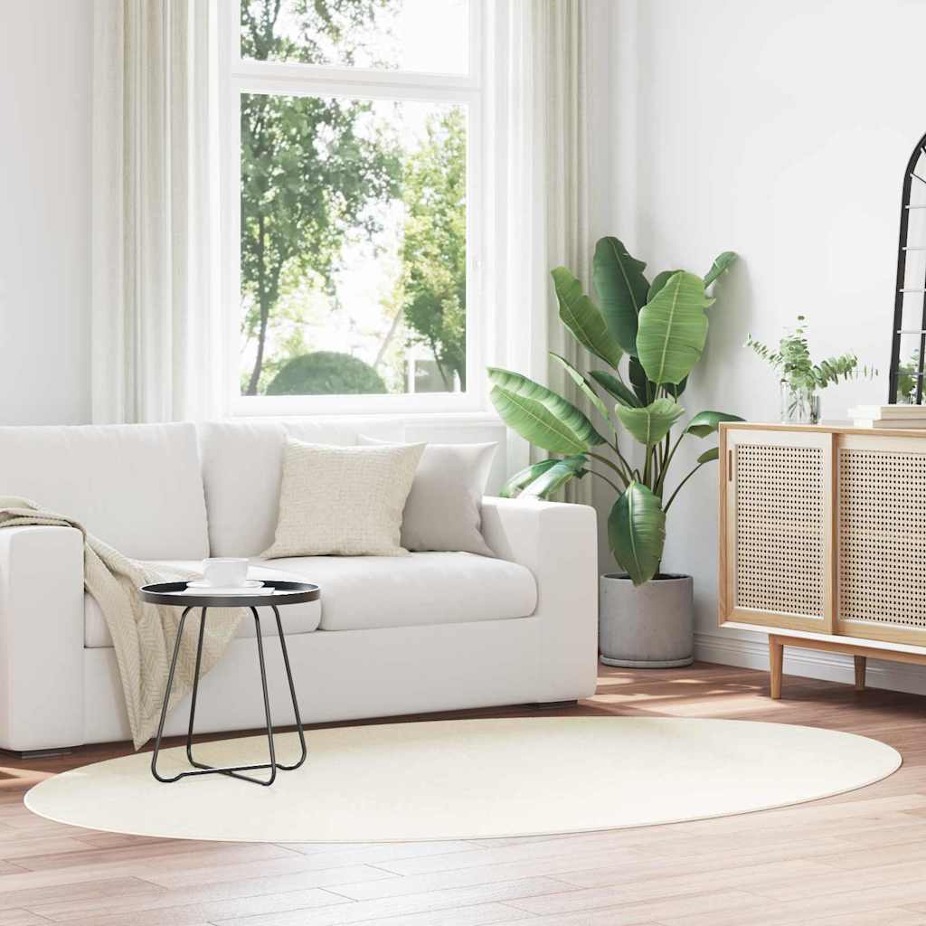 Vidaxl vloerkleden ovaal huarte crème 160 x 230 cm 100% polyester