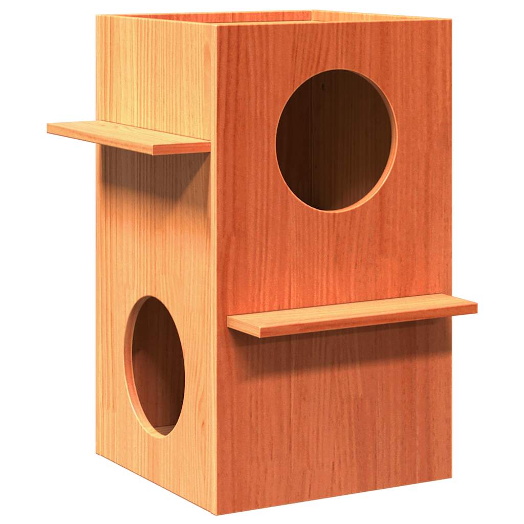 Vidaxxl kattehus 43x43x60 cm massiv fyrretræ, vask brun