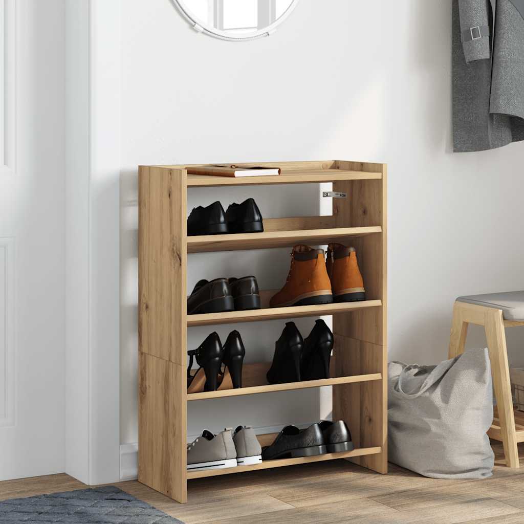 VidaXL skostativ 60x25x81 cm udformet træ, håndværksfarvet eg