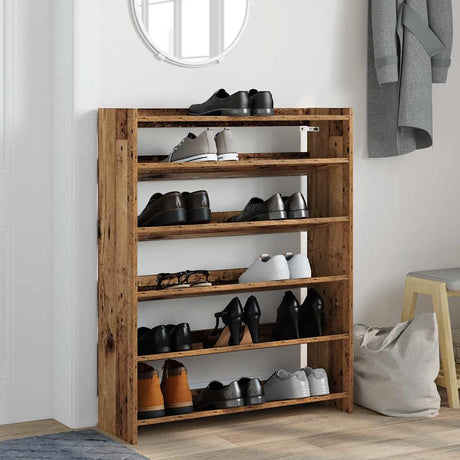 Vidaxx skostativ 80x25x100 cm færdigt træ, gammelt træfarvet