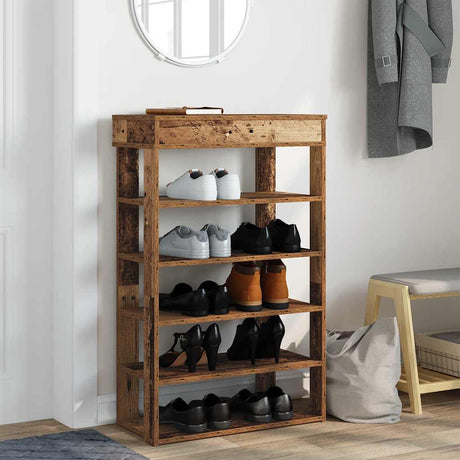 Vidaxx skostativ 60x30x98 cm færdigt træ, gammelt træfarvet
