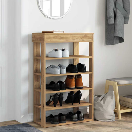 Vidaxx skostativ 60x30x98 cm udformet træ, håndværksfarvet eg