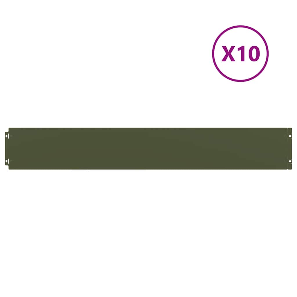 Vidaxl gazonranden 10 st 15x103 cm koudgewalst staal olijfgroen