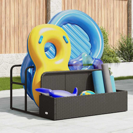 Vidaxl opbergzak voor aan het zwembad, zwart, 110x100x57 cm, polyrotan