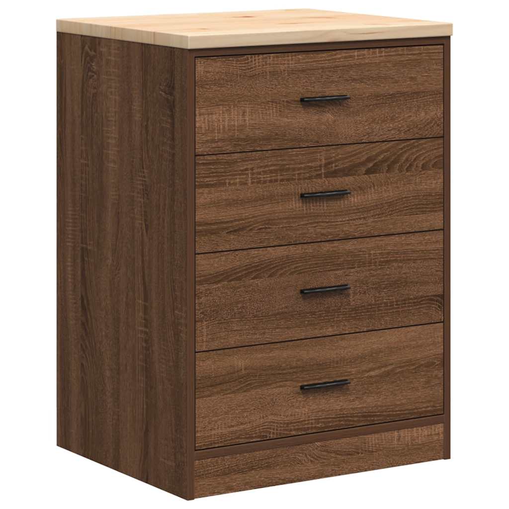 Vidaxl garagekast 60x51x85 cm massief grenenhout bruin eikenkleurig