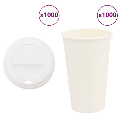 Vidaxl papieren koffiekopjes met deksel 1000 st 16oz 400 ml