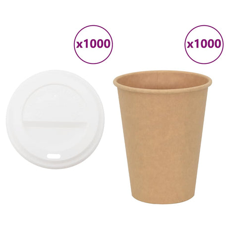 Vidaxl papieren koffiekopjes met deksel 1000 st 12oz 300 ml