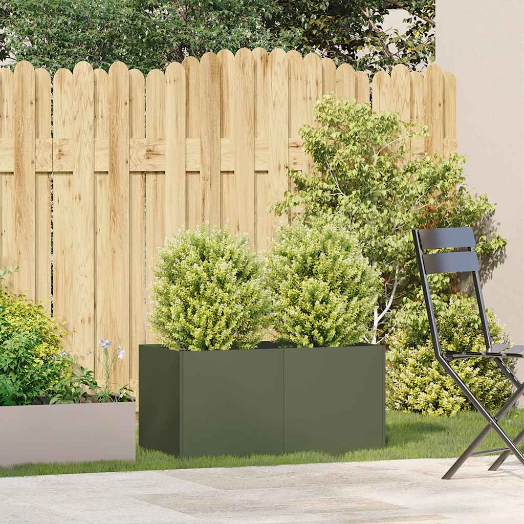 Vidaxl plantenbak 80x40x40 cm koudgewalst staal olijfgroen