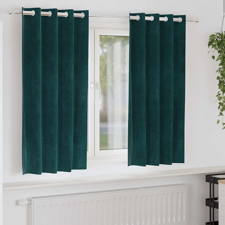 Vidaxl verduisterende gordijnen 2 pcs donkergroen 140 x 175 cm fluweel