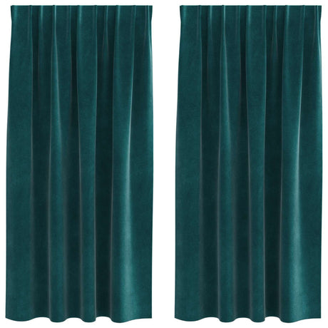 Vidaxl verduisterende gordijnen 2 pcs donkergroen 140 x 175 cm fluweel