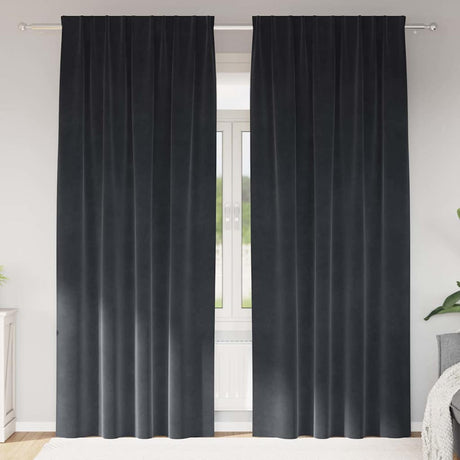 Vidaxl verduisterende gordijnen 2 pcs donkergrijs 140 x 245 cm fluweel