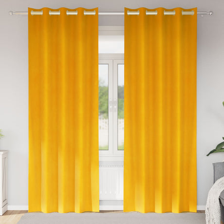 Vidaxl verduisterende gordijnen 2 pcs mosterdgeel 140 x 260 cm fluweel