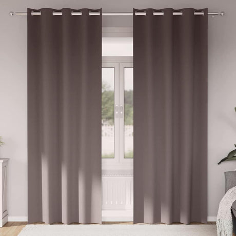 Vidaxl zwart-out gordijnen met ringen 2 pcs donkerbruin 225 x 140 cm