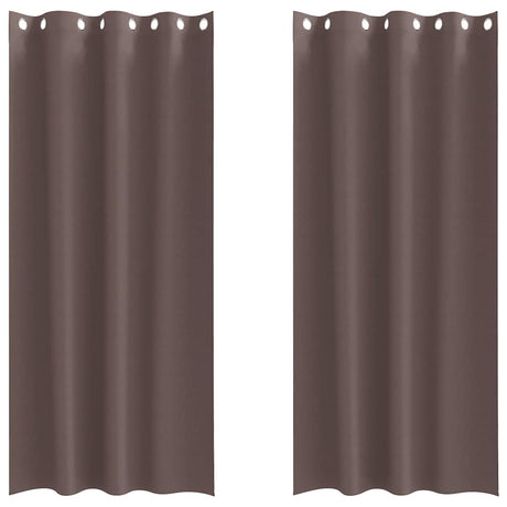 Vidaxl zwart-out gordijnen met ringen 2 pcs donkerbruin 260 x 140 cm